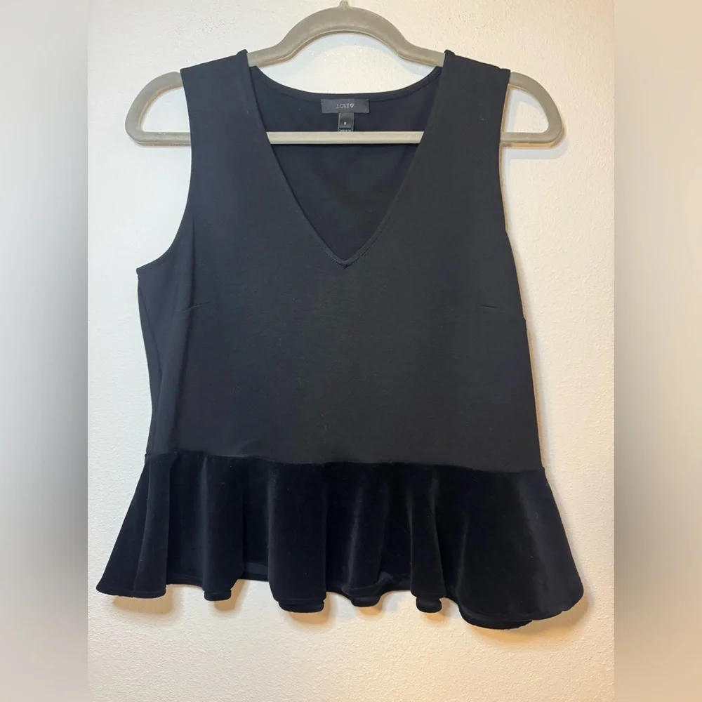 J.Crew black velvet peplum top